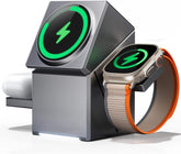 Muvit 3-in-1 Magnetic Wireless Charging Station with Auto Rotation,23W Fast Charging Dock Compatible for iPhone 17/16/15/14/13/12 Series, Air-Pods,iWatch Ultra 2/10/9/8/7/6/SE – Mag-Safe Stand